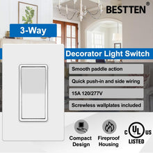 Load image into Gallery viewer, Versatile 3-Way Light Switch - 30-Pack Paddle Rocker, 120/277V, UL Certified