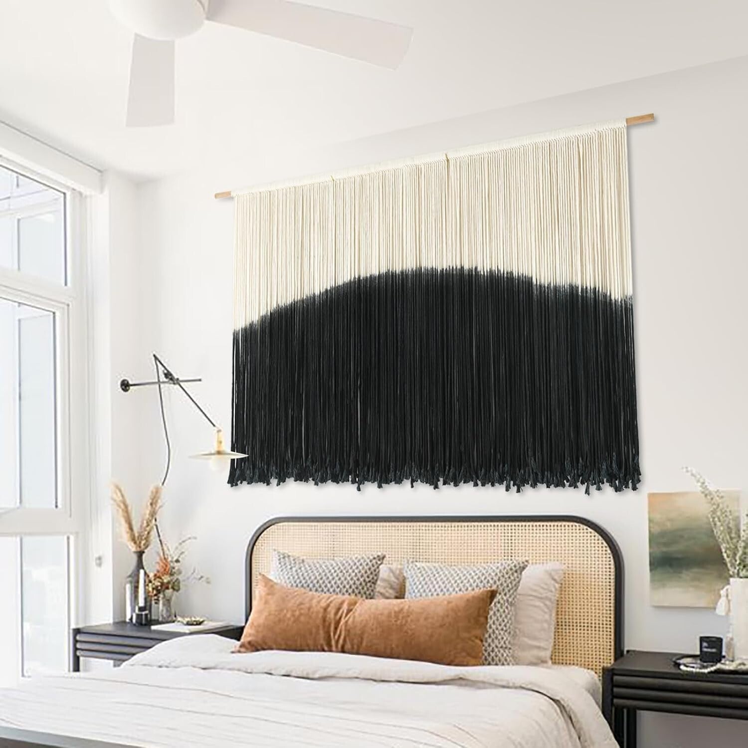 Large Bohemian Tie-Dye Macrame Wall Hanging, 57''W*35''L - Eco-Friendly Art