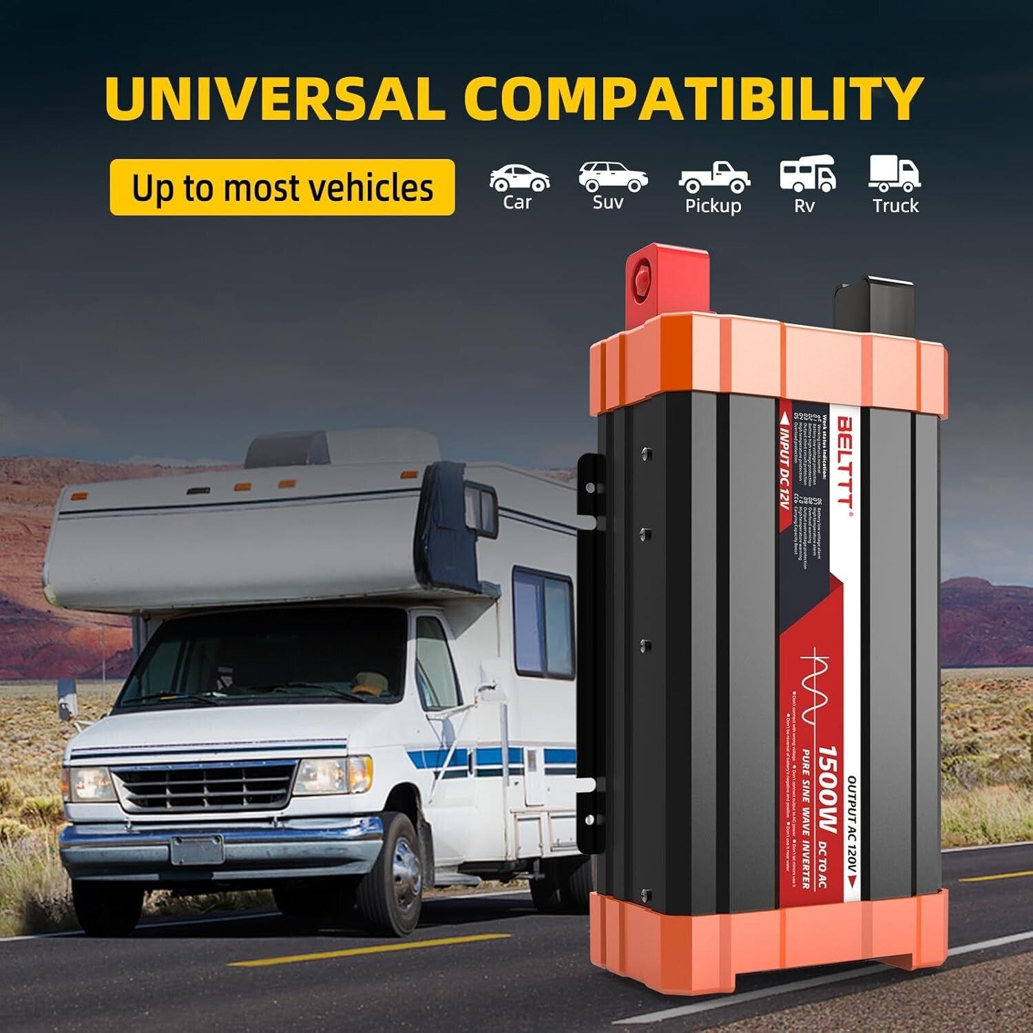 Dual AC Socket 1500W Inverter for RVs, Trucks, and Outdoor Camping Needs