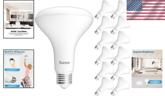 Energy-Efficient LED Bulbs - 12 BR30 Dimmable Flood Lights, Instant Brightness