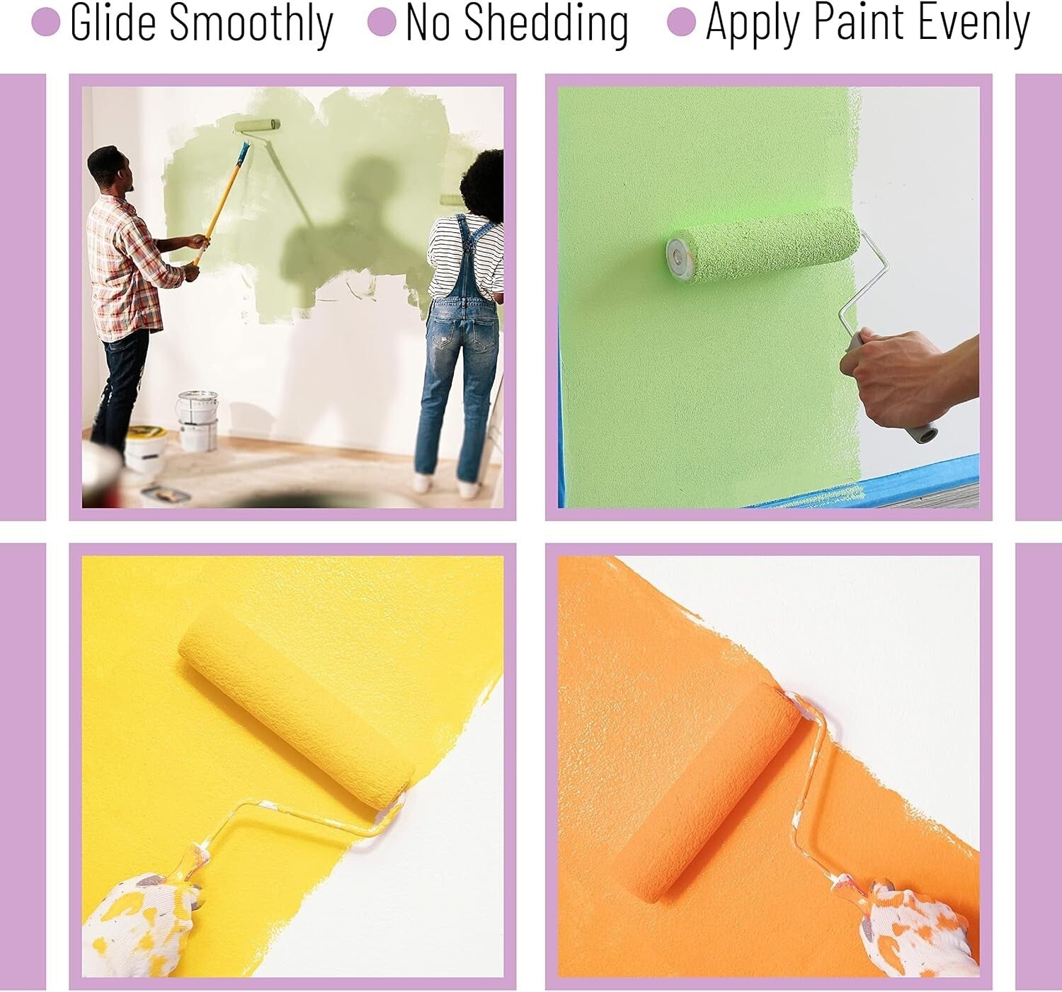 Durable and Washable 9 Inch Paint Roller Covers - 24 Pack for All Projects