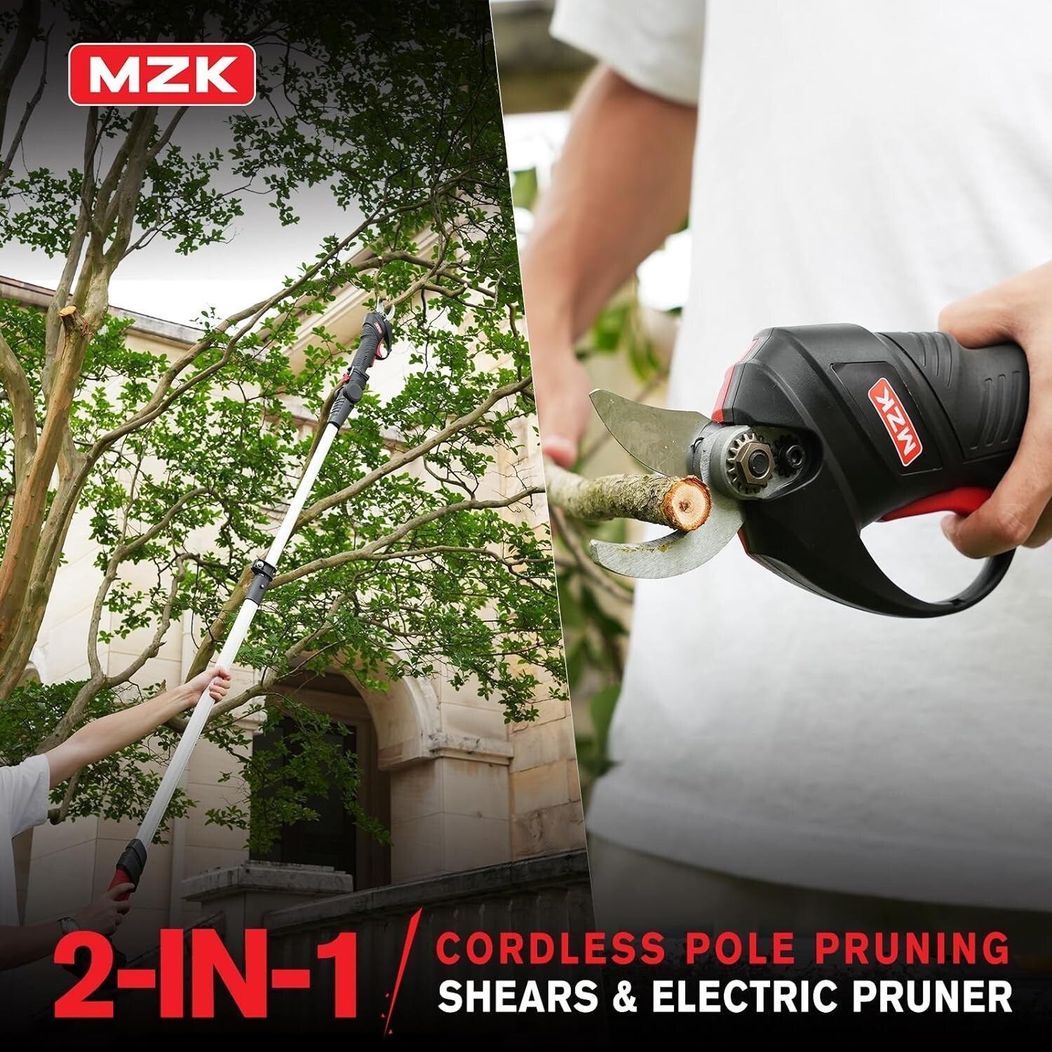 20V Cordless Electric Pole Pruning Shear - 12-ft Reach with Safety Features