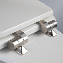 Load image into Gallery viewer, Elegant Round Toilet Seat with Brushed Nickel Hinges - Slow Close Wood Design