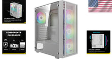 Load image into Gallery viewer, White Mid Tower Gaming PC Case with Tempered Glass &amp; 4 ARGB Fans - AURA GC2