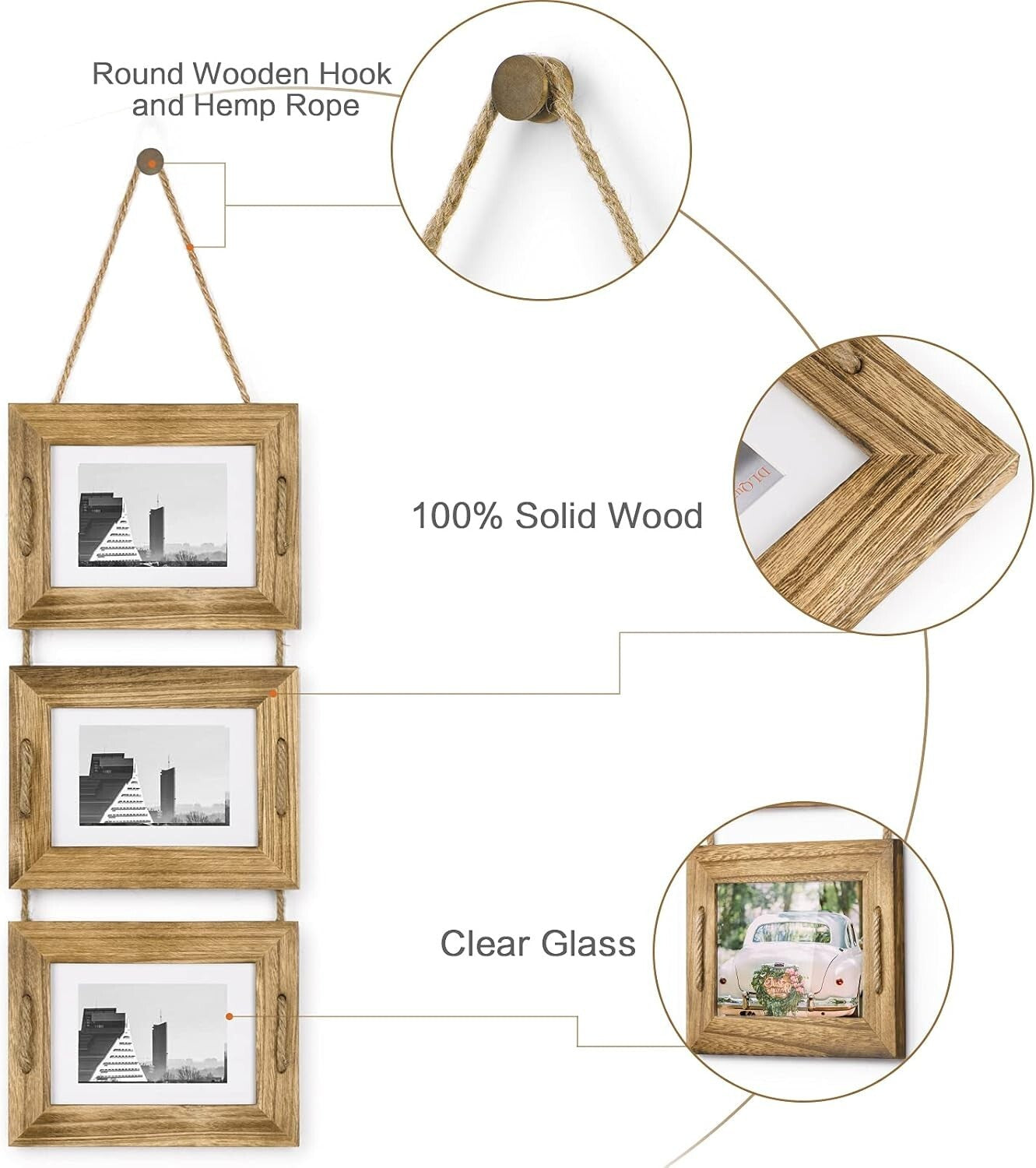 Elegant Rustic Black 5x7 Picture Frames with Versatile Hanging Options