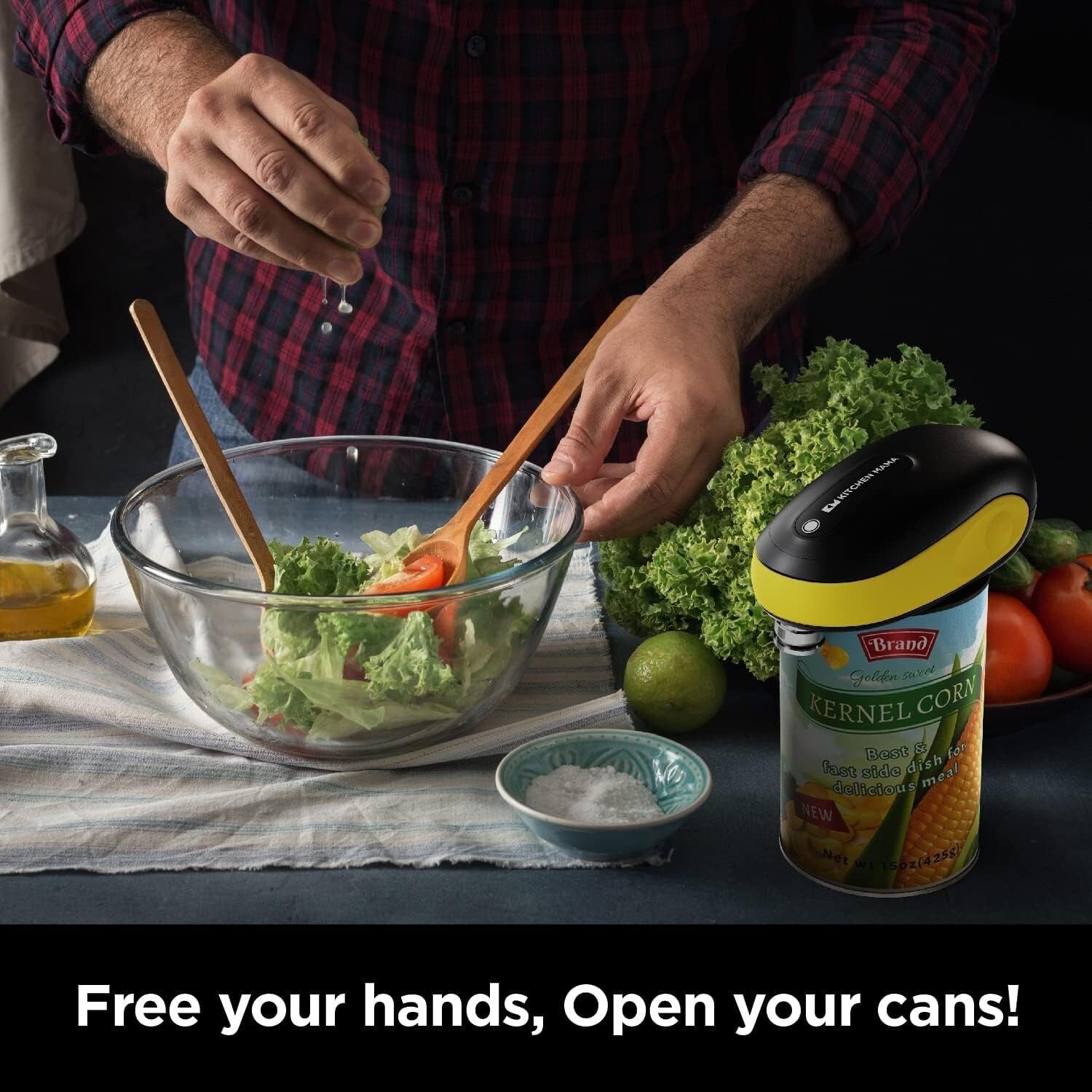 Ergonomic Battery-Operated Can Opener: No Cuts, Just Convenience in Yellow