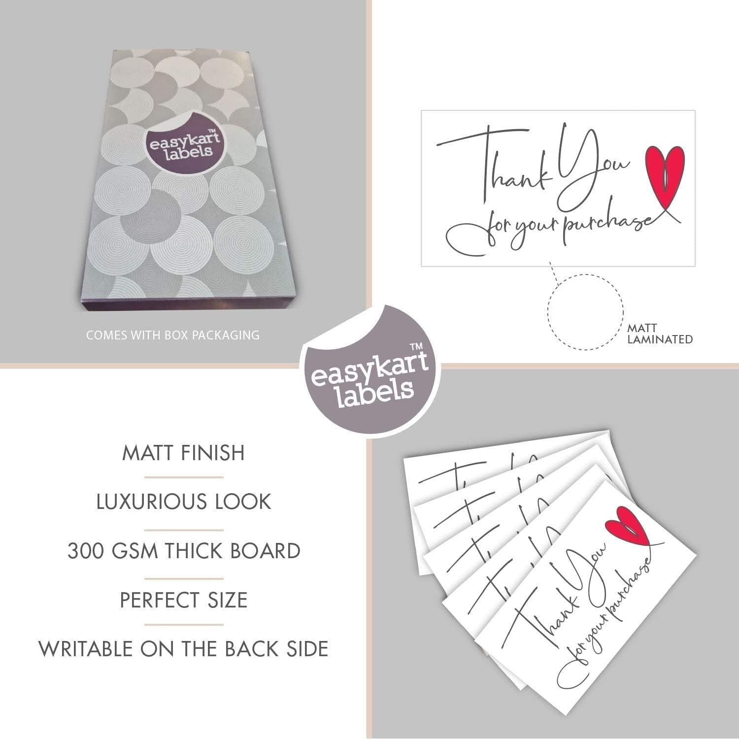 Bulk 1200 Thank You Purchase Cards | Premium Matte Finish | Small Biz Essential