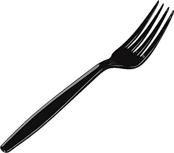 Durable 7.13" Polystyrene Forks in Black - Ideal for Events & Feasts, 1000 Count
