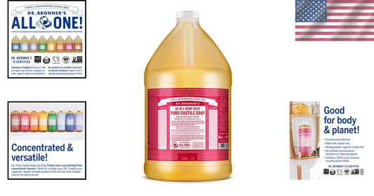 18-in-1 Organic Rose Castile Soap Gallon – Eco-Friendly, Concentrated Cleanser