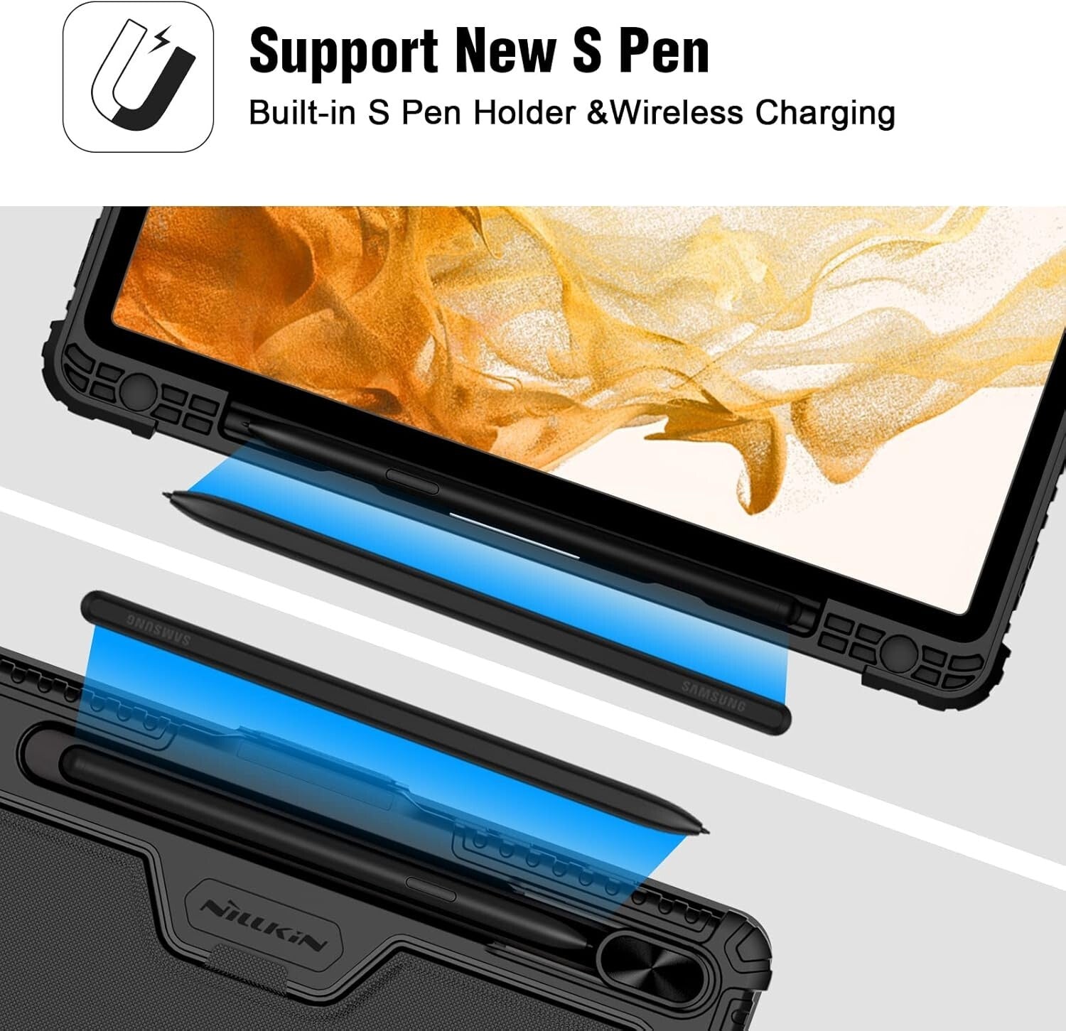 Detachable Folio Keyboard Case for Galaxy Tab S8+/S7+ with Multi-Touch Trackpad