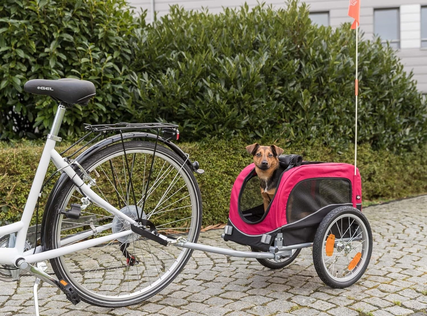 Dog Bike Trailer for Small Dogs Up to 33 lbs - Safety and Comfort in Red