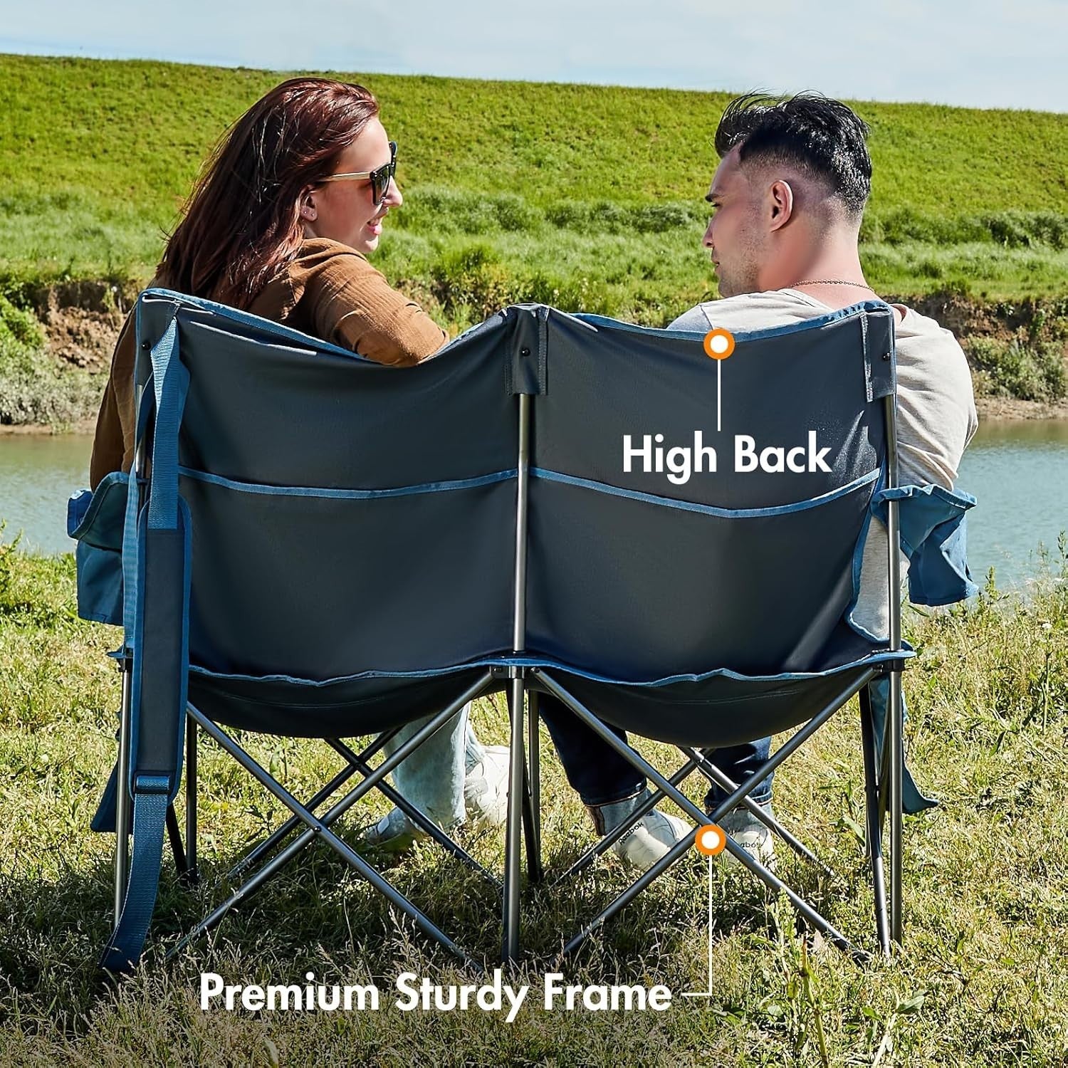 Ergonomic Two-Seater Camping Chair for Outdoor Adventures - 600lbs Support