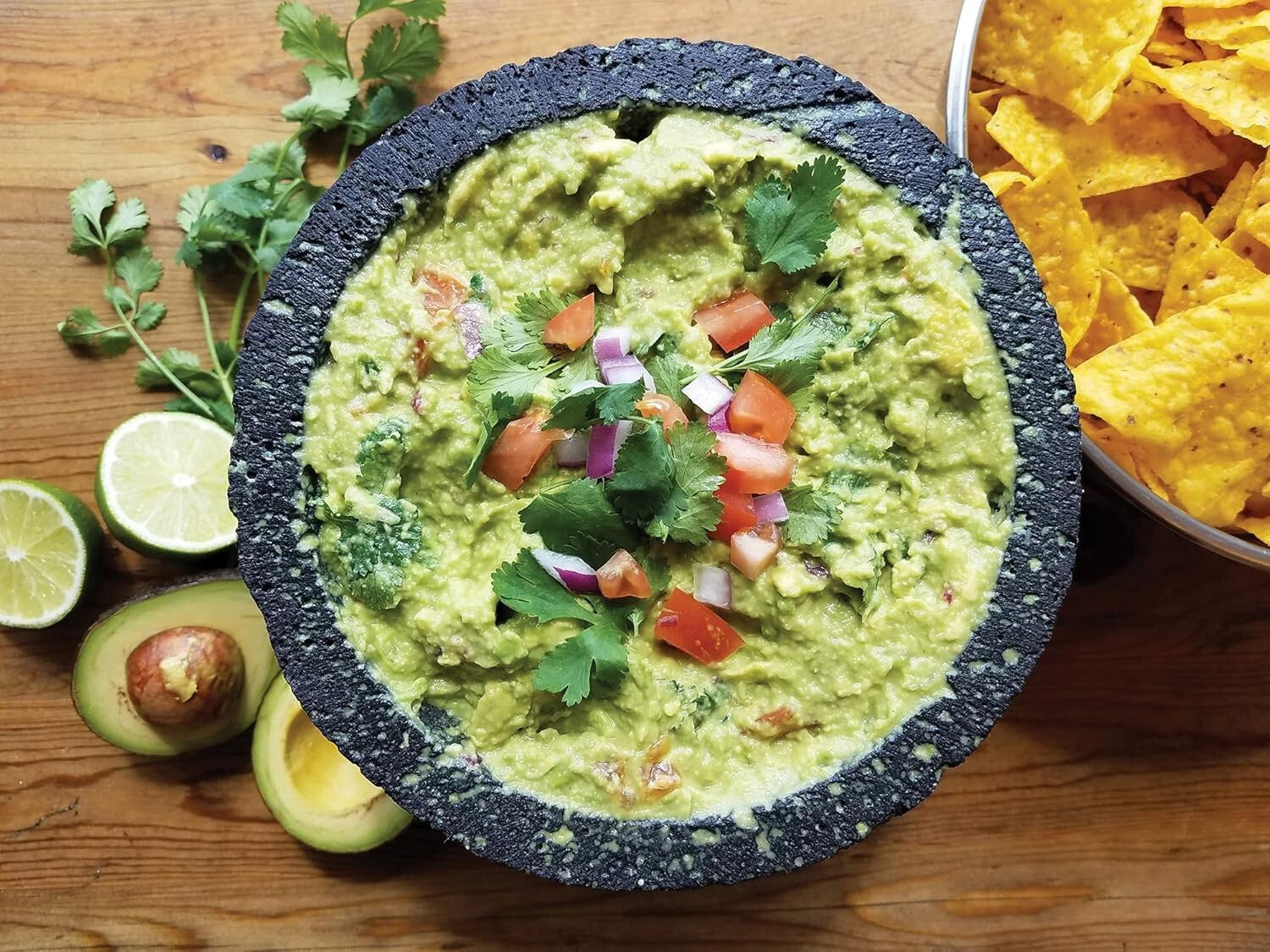 Authentic Mexican Molcajete 8.5” - Natural Volcanic Stone for Perfect Guacamole