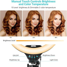 Load image into Gallery viewer, High-Brightness 14'' Selfie Ring Light &amp; Tripod for Flawless Makeup &amp; Streaming
