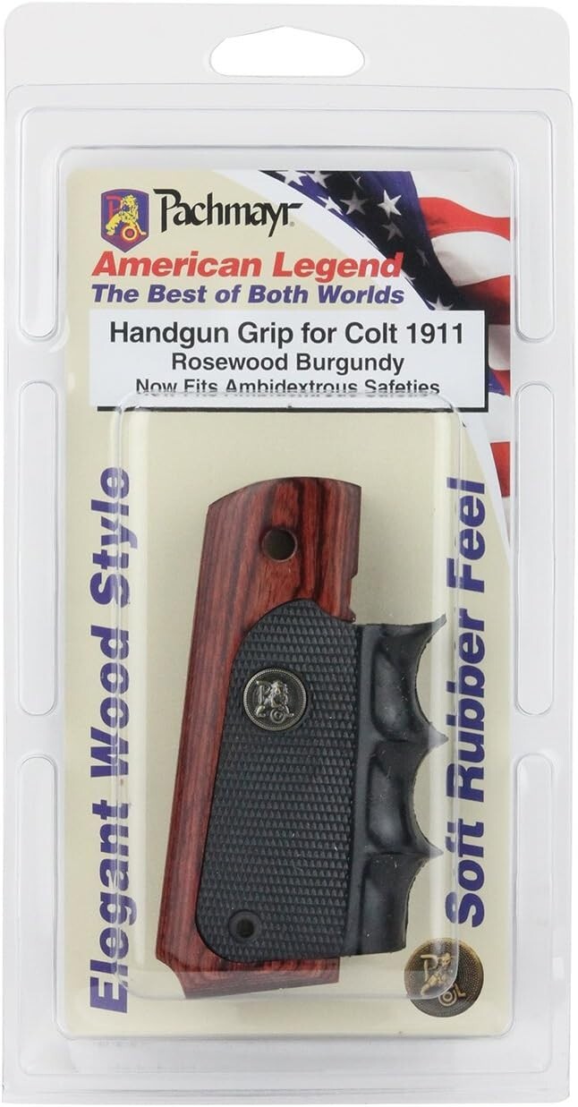 Premium Rosewood Grain Grips for Full-Size 1911 - Improved Handling Control