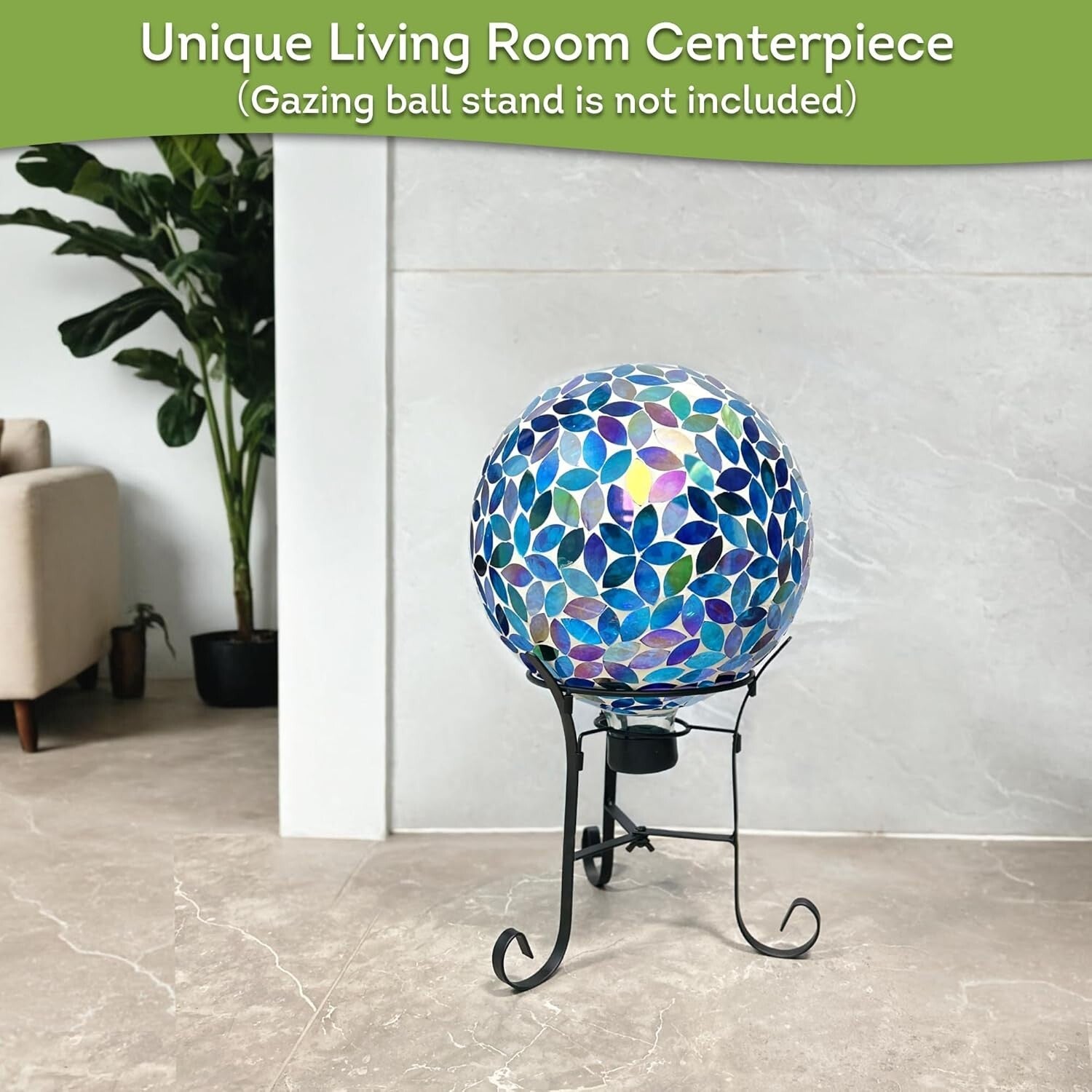 10-inch Artistic Mosaic Gazing Ball – Tranquil Lighting for Outdoor Spaces