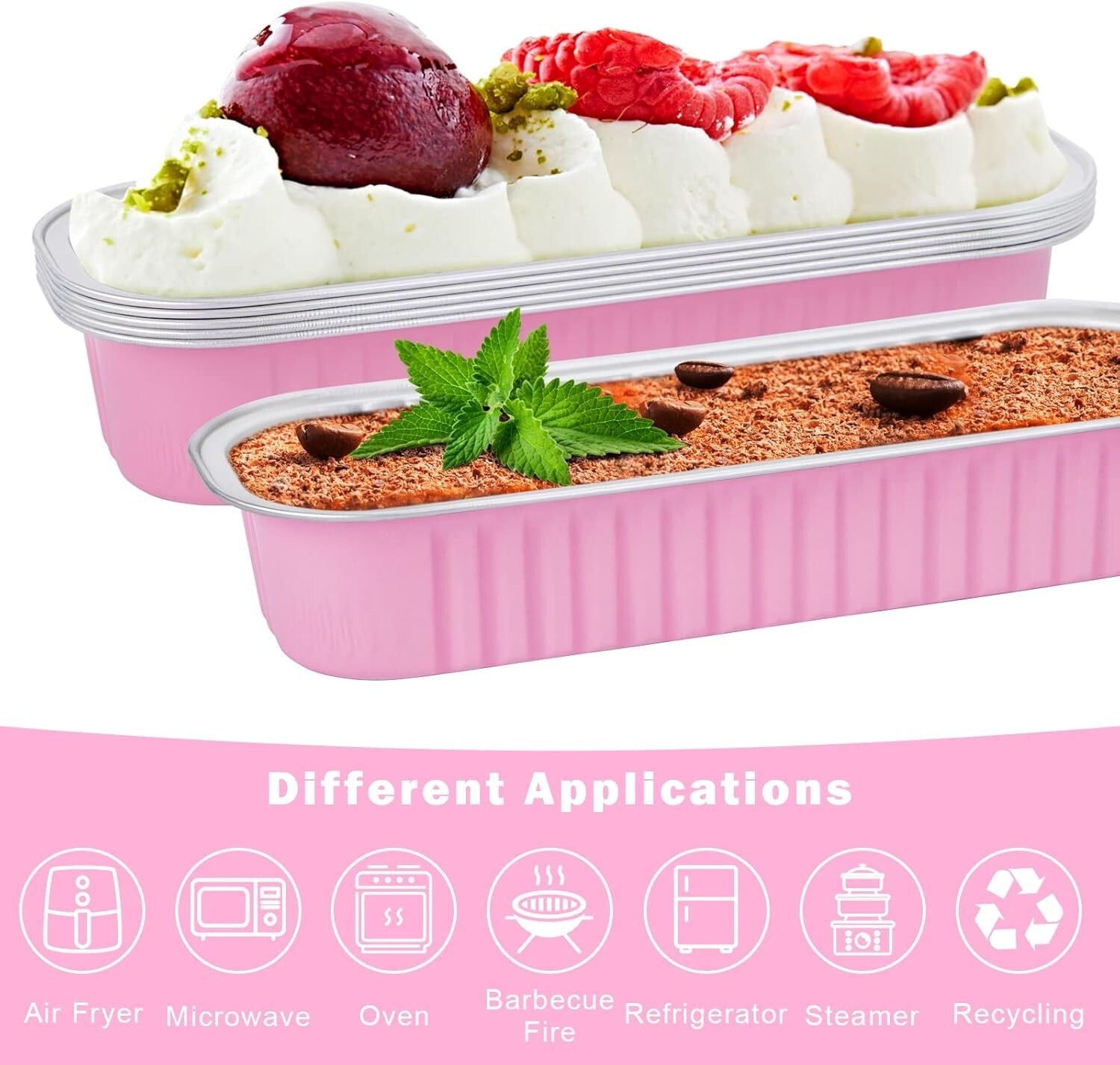 200-Pack Pink Aluminum Mini Loaf Pans with Lids - 6.8 Oz Rectangle Baking Cups
