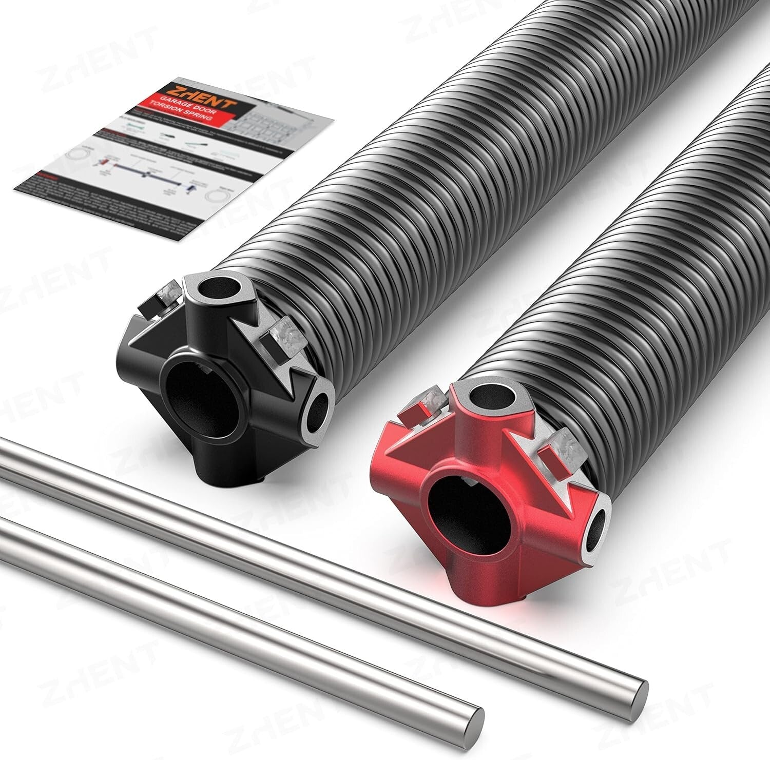Durable Garage Door Torsion Springs Pair with Non-Slip Winding Bars, 18K Cycles