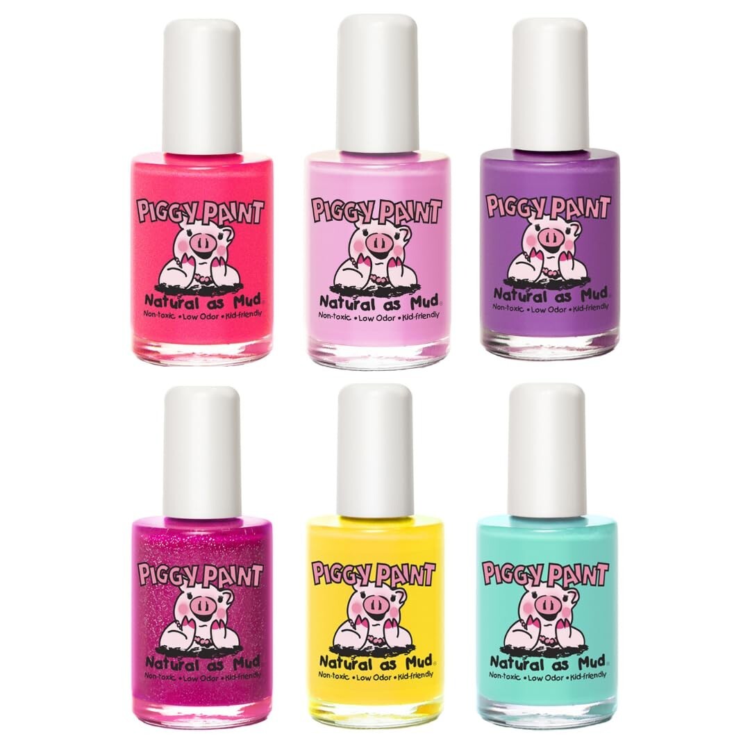 Eco-Friendly Non-Toxic Nail Polish Set for Kids - 6 Fun Colors in Glossy Finish