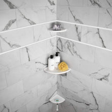 Load image into Gallery viewer, Retrofit 8-Inch Corner Shower Shelf with Drainage for Organized Bathroom Spaces