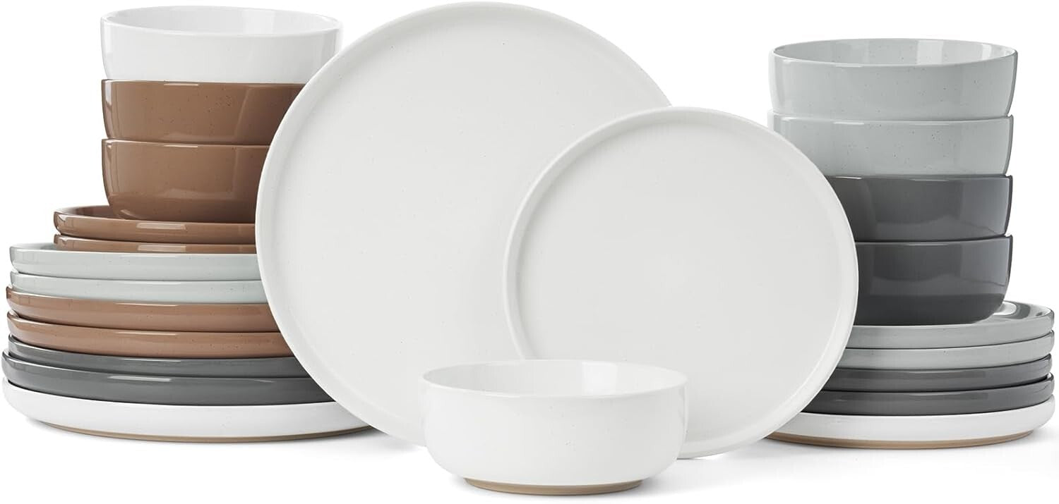 Stackable 24-Piece Dinnerware Set - Stylish Stoneware for Modern Homes