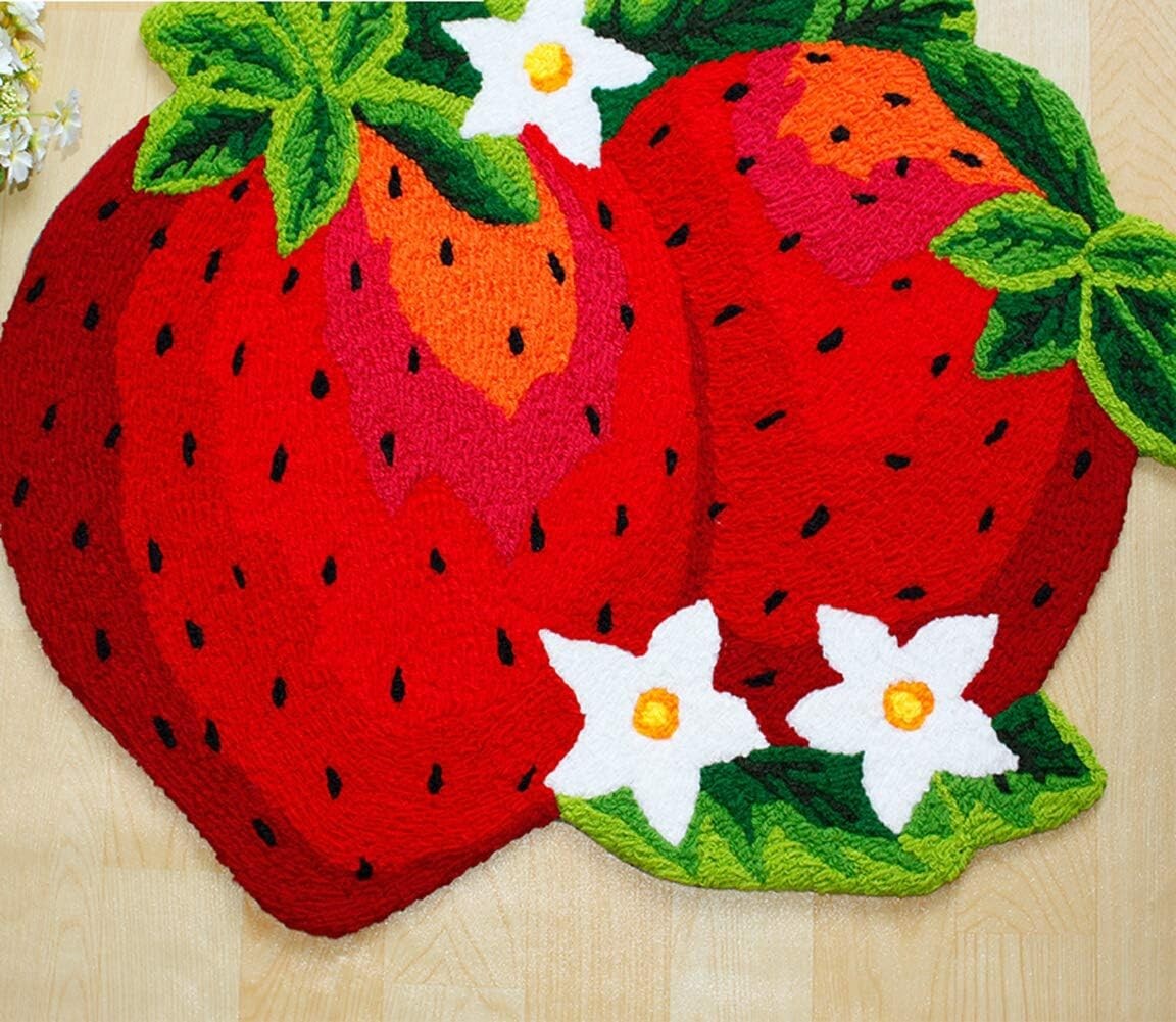 Cute Strawberry-Shaped Non-Slip Bath Mat for Kids - 32x24 Inch Delight