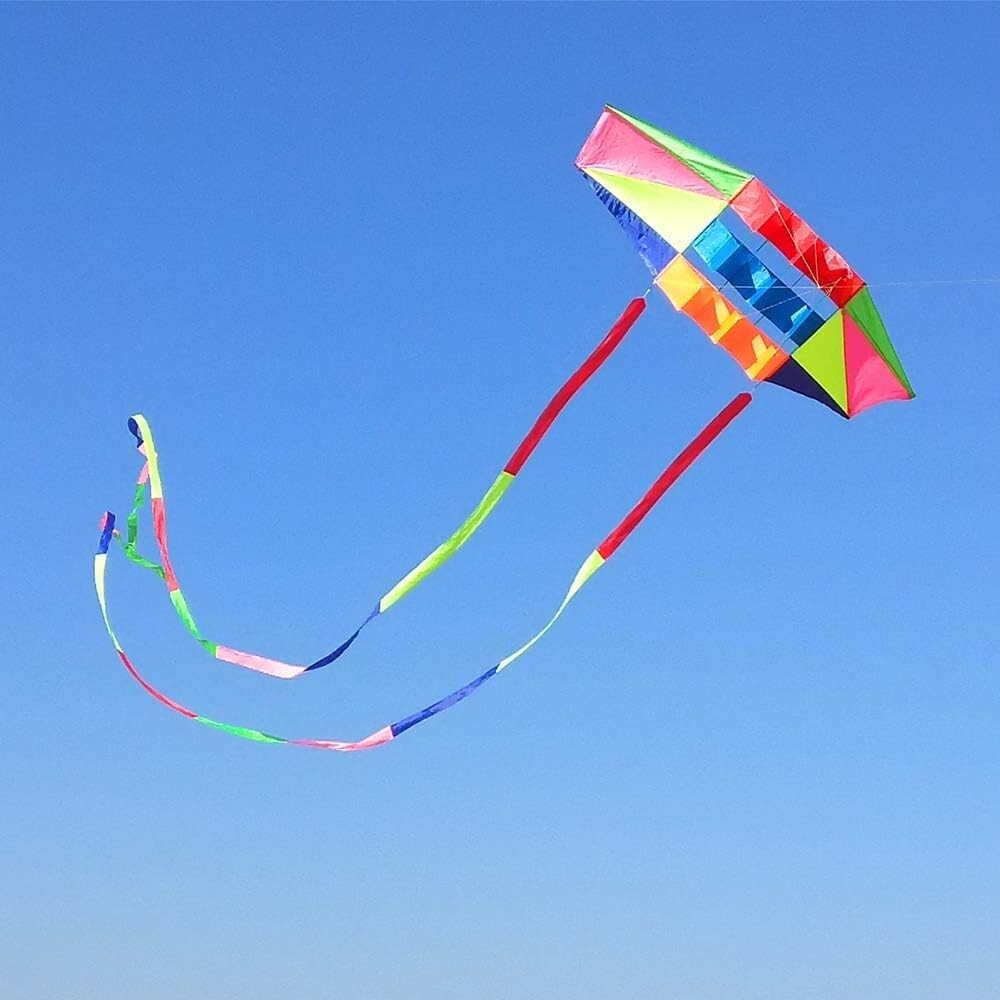 Durable Nylon Rainbow Box Kite - 98-Inch Large with Pre-assembled Convenience