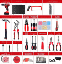 Load image into Gallery viewer, Fully Equipped 21V Cordless Drill Kit with 112-Piece Accessory Set for Home DIY
