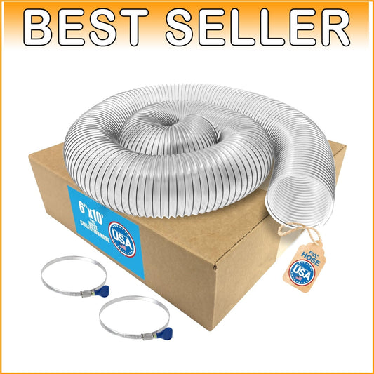 Flexible 10-ft Heavy-Duty PVC Hose for Efficient Dust Collection - 6" Diameter