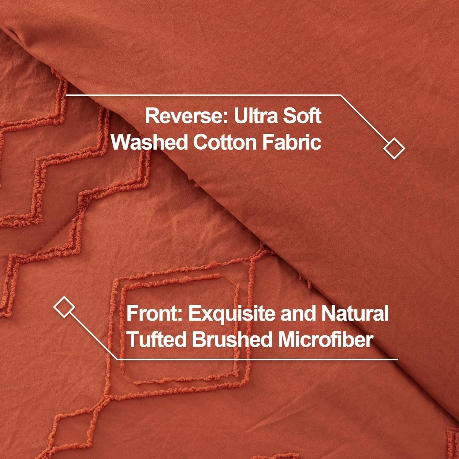 Luxurious 3-Piece Tufted Comforter Set in Terracotta - King Size Cozy Elegance