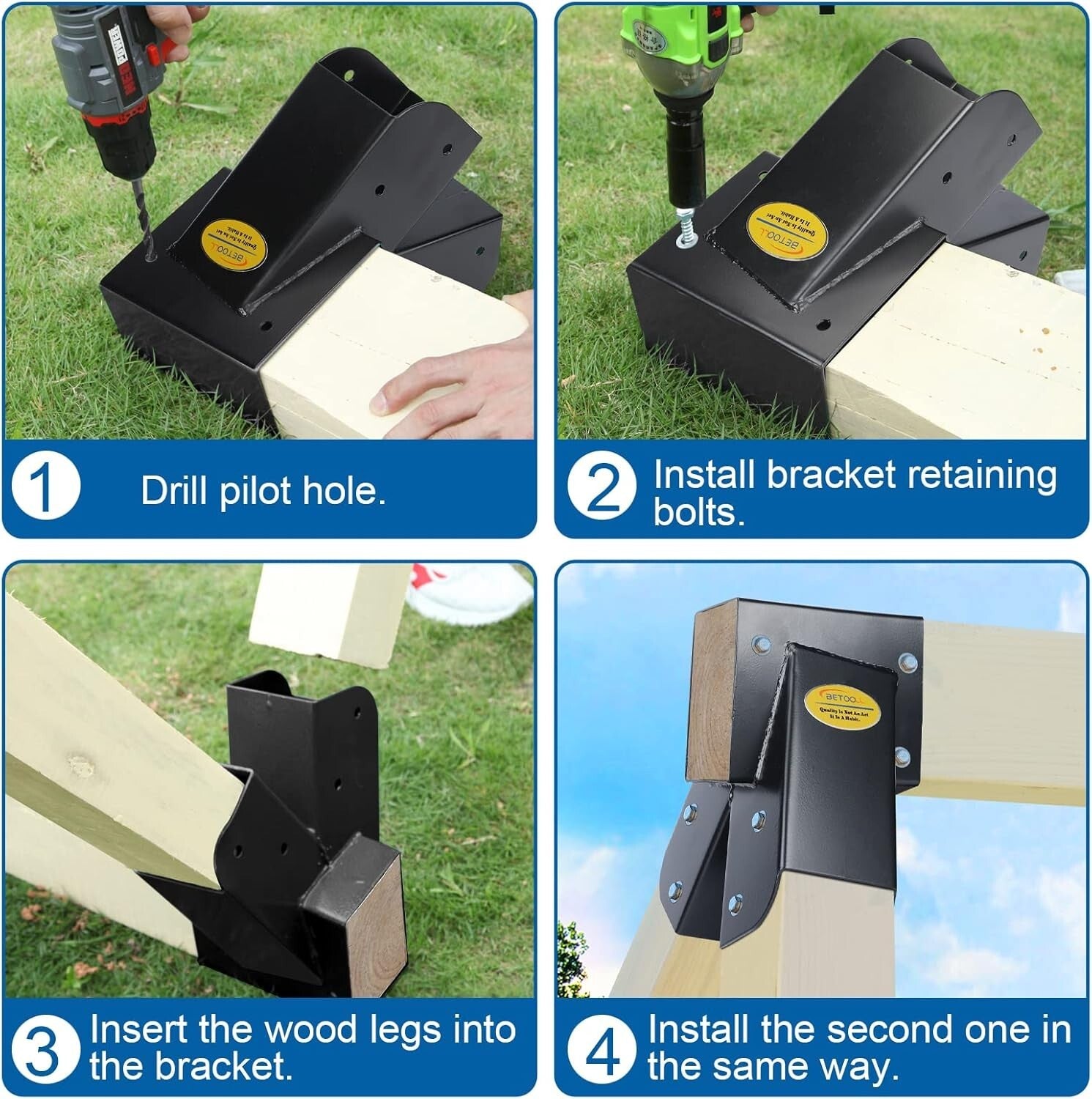 Durable Heavy Gauge Steel Swing Brackets - Complete Set for A-Frame Construction