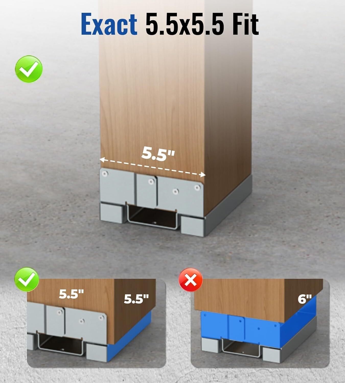 Durable 6x6 Metal Post Base Brackets with 1-Inch Standoff for Optimal Protection
