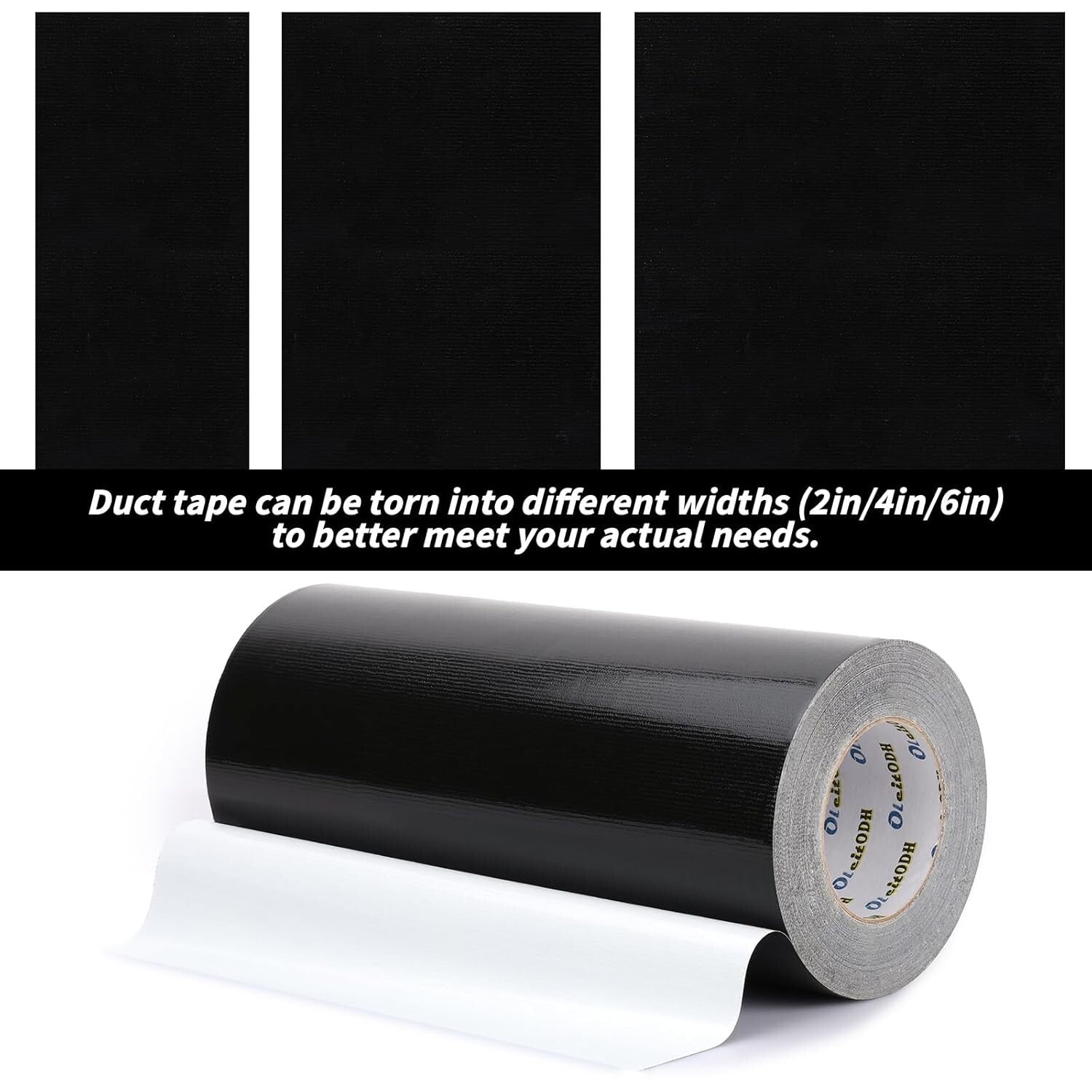 Black Duct Tape 12 Inch, 2 Rolls of Flexible All-Weather Adhesive for Repairs