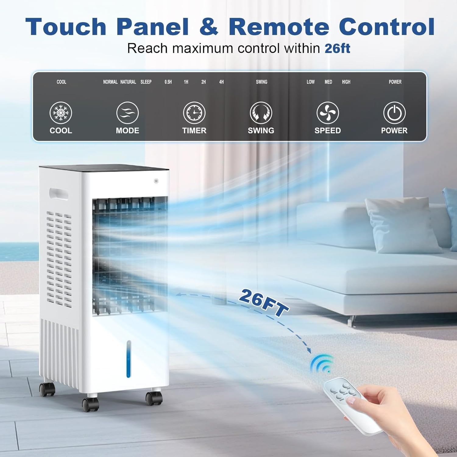 2025 Upgraded 3-in-1 Portable Air Conditioner with 2.6 Gal Tank, Remote Control