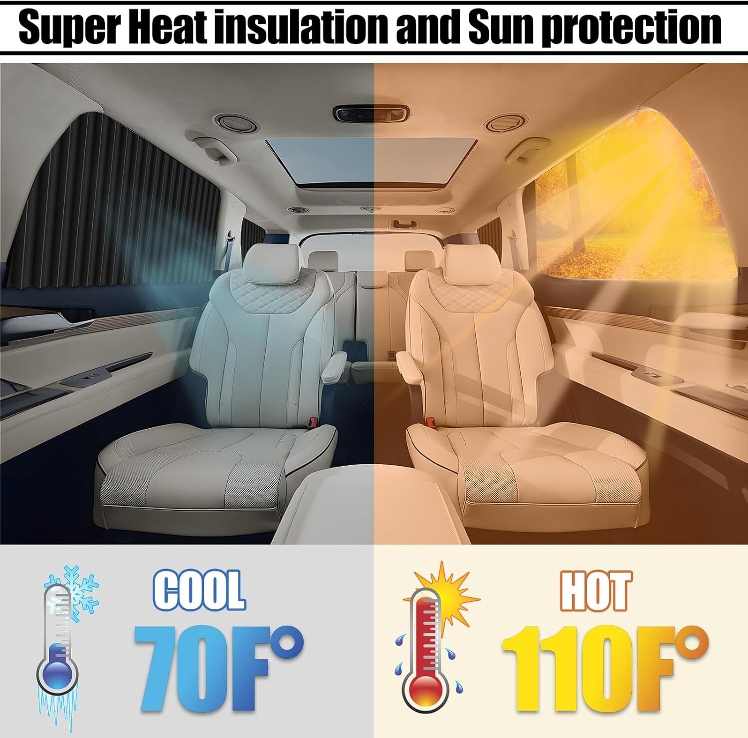Adjustable Magnetic Side Window Sun Shades - 99% UV Block for Cars & SUVs