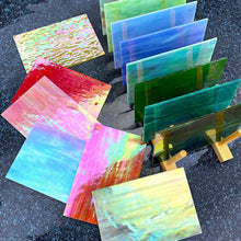 Load image into Gallery viewer, Vibrant 24-Piece Iridescent Stained Glass Pack for Mosaic Crafts - 6x4 Inch