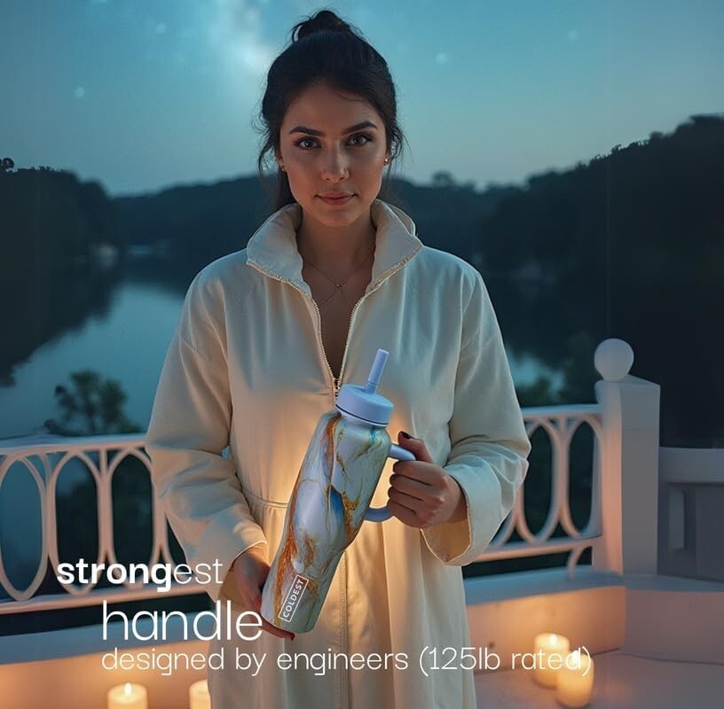 Insulated 36 Oz Tumbler – Keeps Drinks Cold for 36+ Hours, 3 Lids Included