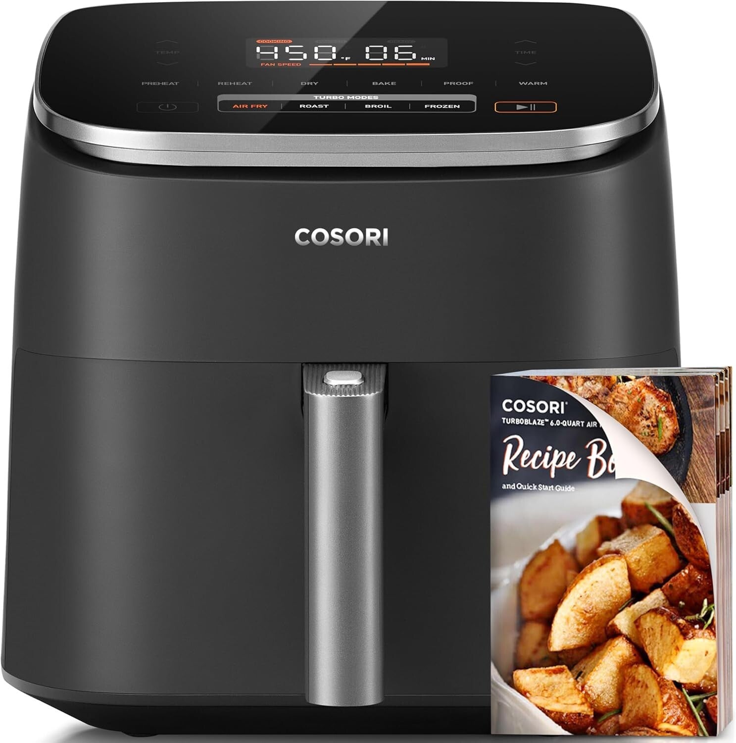 Effortless Cooking with 6-Qt Air Fryer - 9 Functions, Recipes & Quiet Operation