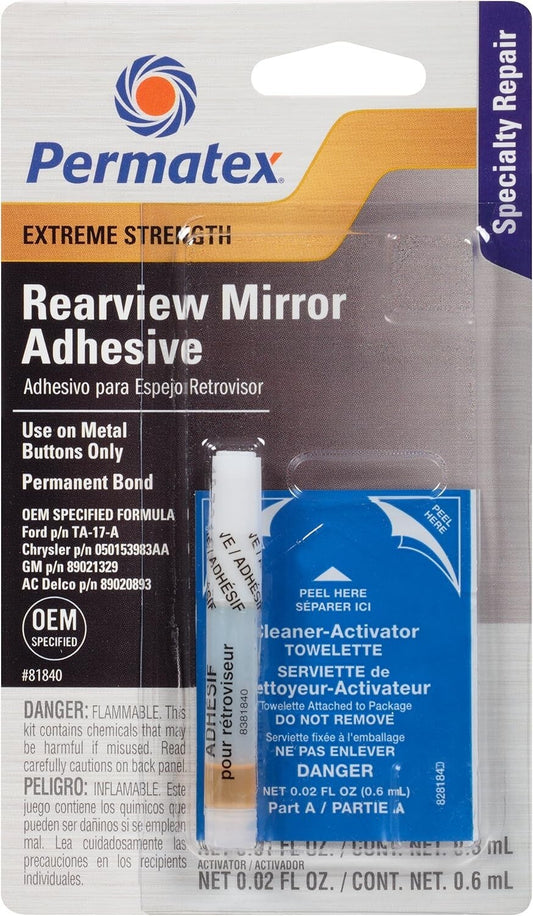 12-Pack Rearview Mirror Adhesive Kit with Clear Liquid and Towelette Applicator
