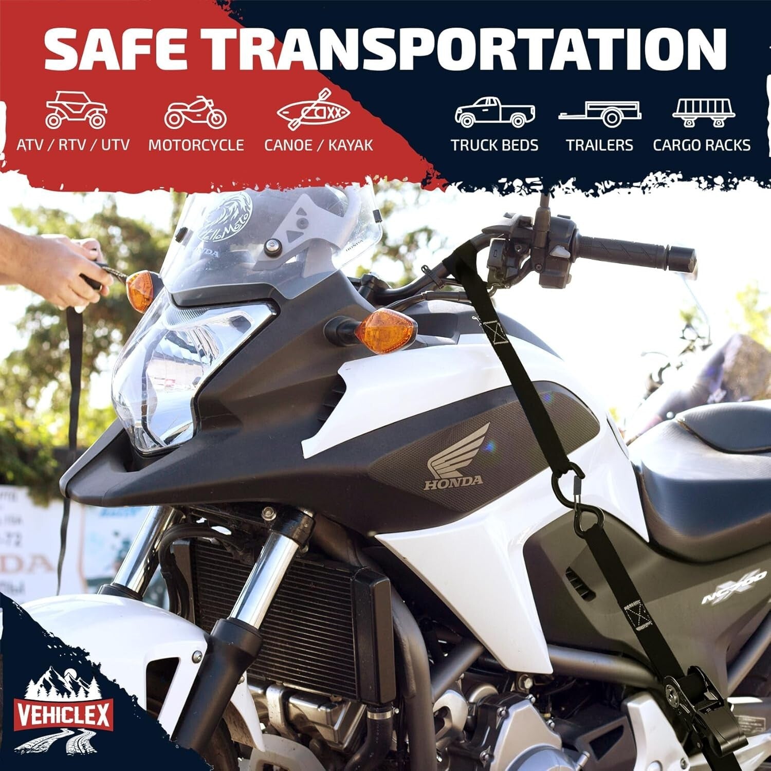 Durable 1" x 15' Ratchet Tie-Down Straps - 2200lbs Capacity for Safe Transport