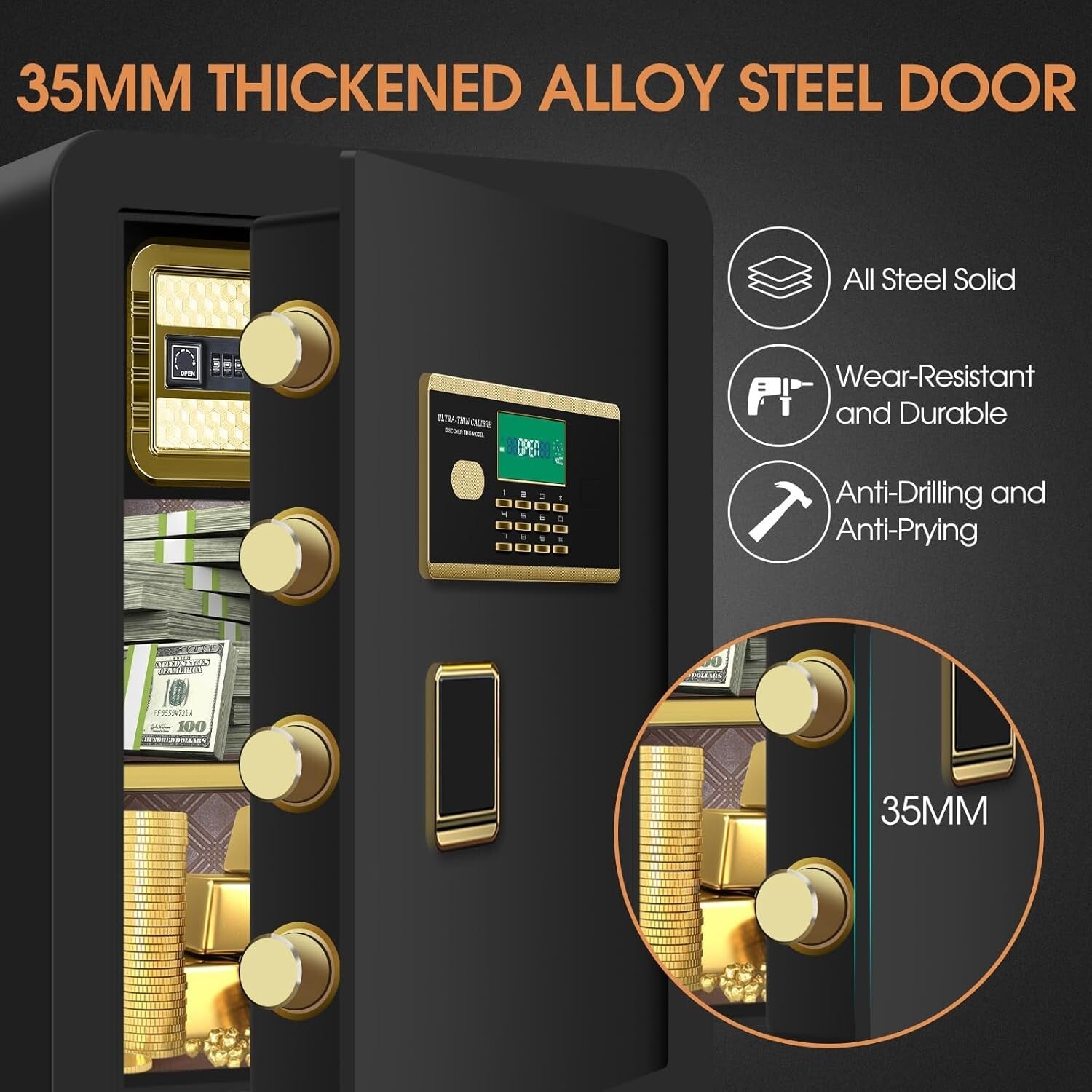 Fireproof Waterproof Home Safe 3.0 Cu ft with Digital Lock & Alarm System