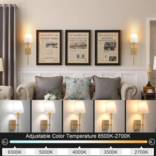 Load image into Gallery viewer, Elegant Gold Battery-Powered Wall Sconce Set - Dimmable &amp; Adjustable Lighting
