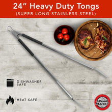 Load image into Gallery viewer, Super Long 24-Inch Heavy Duty BBQ Tongs with Non-Slip Grips for Safe Grilling