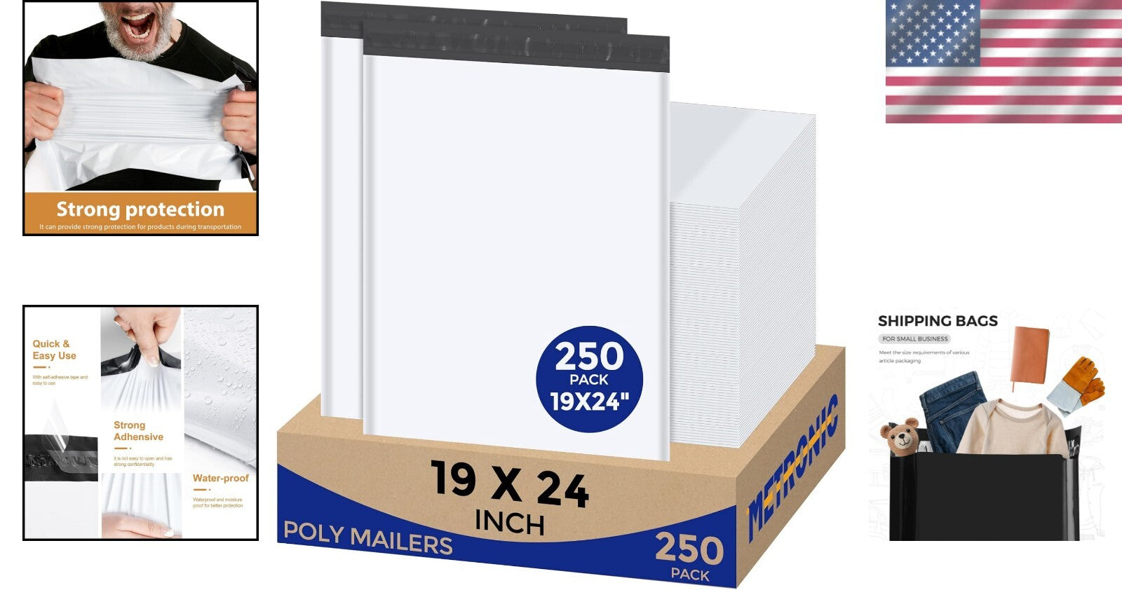 Affordable 250 Pack Self-Seal Poly Mailers - Ideal for Small Business Shipping