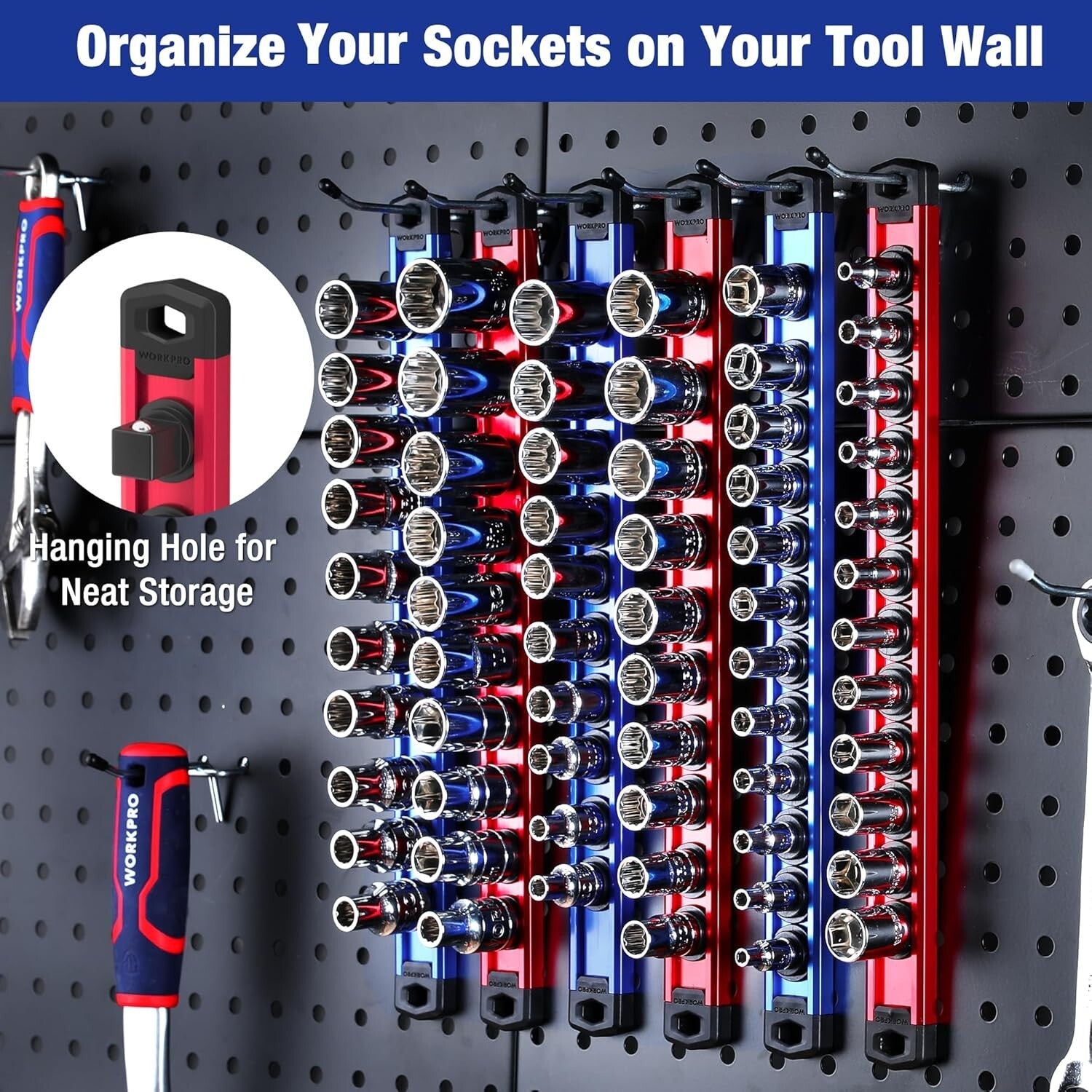 Durable 6-Piece Magnetic Socket Organizer with Easy Access Clips - 13.2 Inches