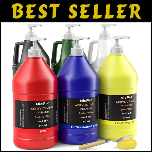 Vibrant 6 Color Acrylic Paint Set - 128 oz Non-Toxic Art Supplies for All Ages