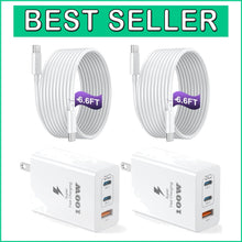 Load image into Gallery viewer, 3-Port USB C Fast Charging Adapter - 100W GaN Charger with 6.6ft Cables Included