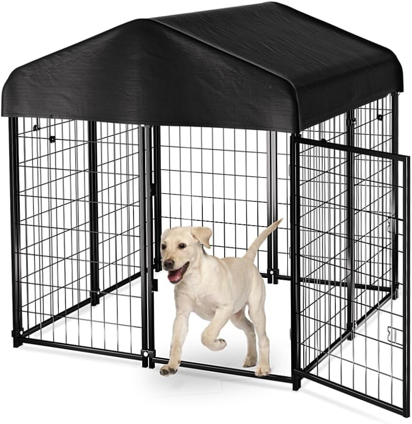 Spacious Outdoor Dog House with Waterproof Roof for Small to Medium Breeds