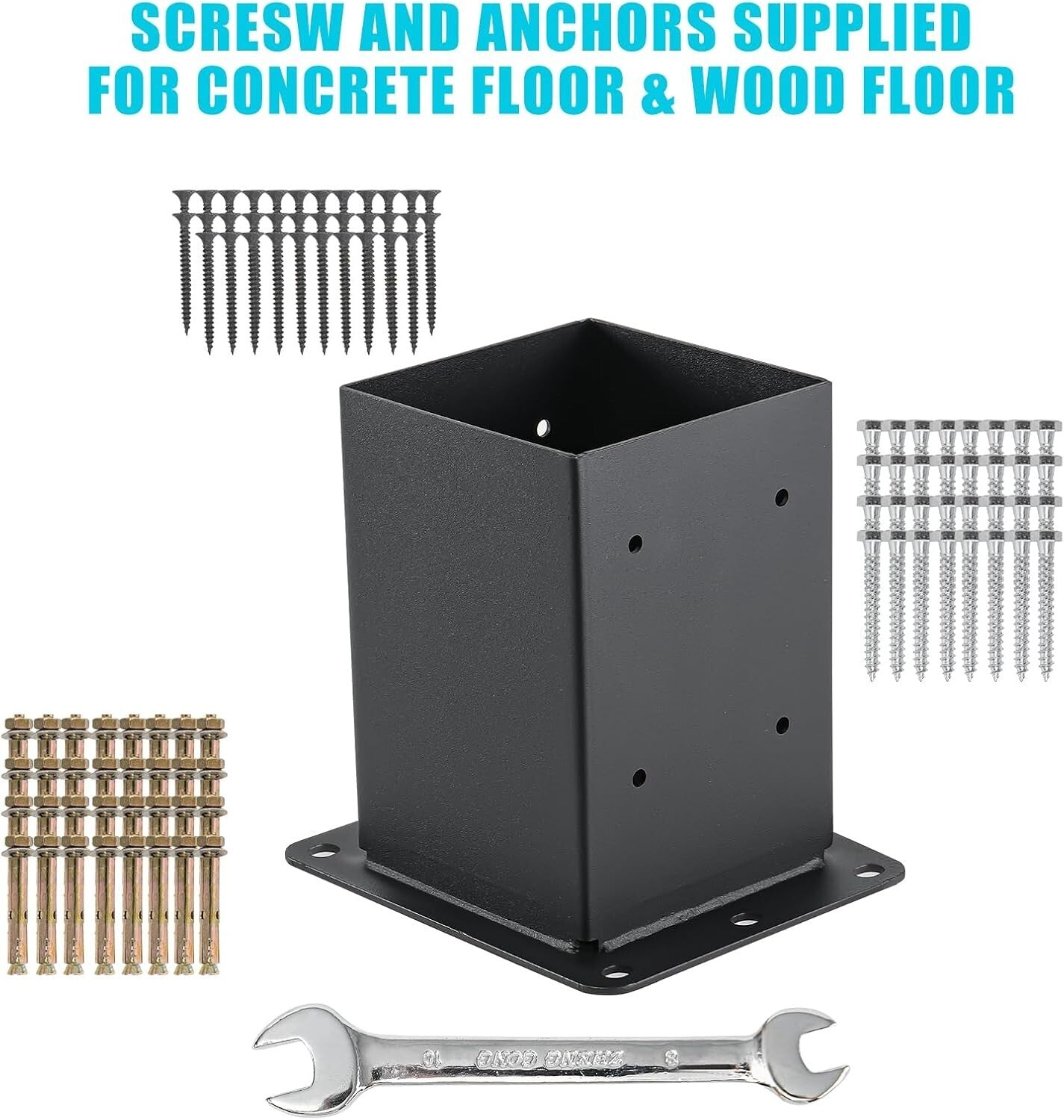 Versatile 4x4 Post Base Brackets - Complete Kit with Fixing Hardware Included