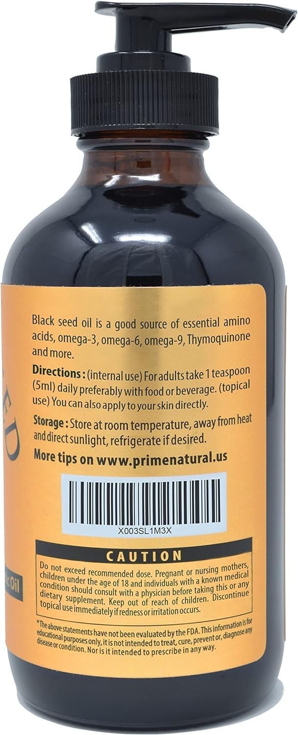 Organic Cold Pressed Black Seed Oil 16oz - Versatile Digestive & Skin Solution